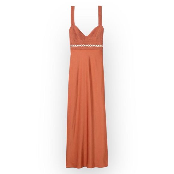 A.L.C. Talia Crochet Satin Midi Dress Size 4 Terracotta Sleeveless‎ $695 - Picture 4 of 13